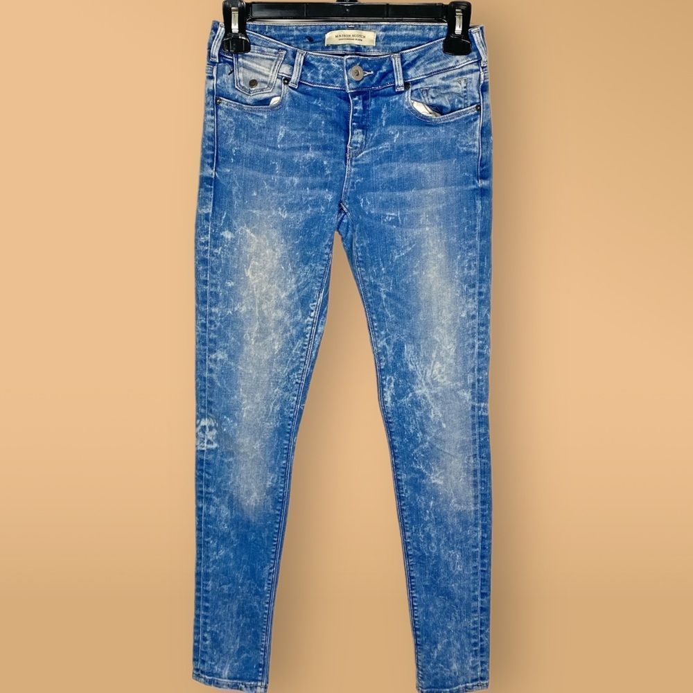 NWOT Maison Scotch La Parisienne Blue Wash Low Rise Skinny Jeans Size 24